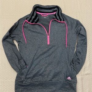 Adidas pullover with front pockets and 3/4 zipper